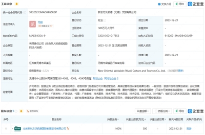 新東方文旅布局長三角 無錫、淮安新公司成立，注冊資本各300萬聚焦票務(wù)代理業(yè)務(wù)